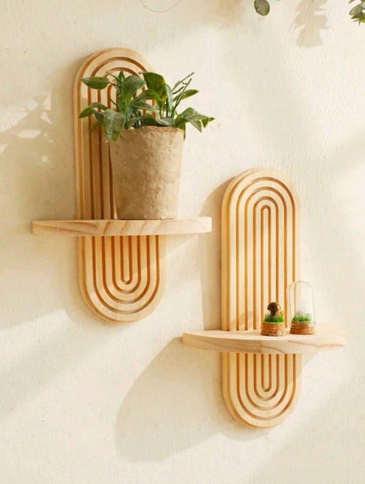 1/2pcs boho Style Wooden Wall Shelves