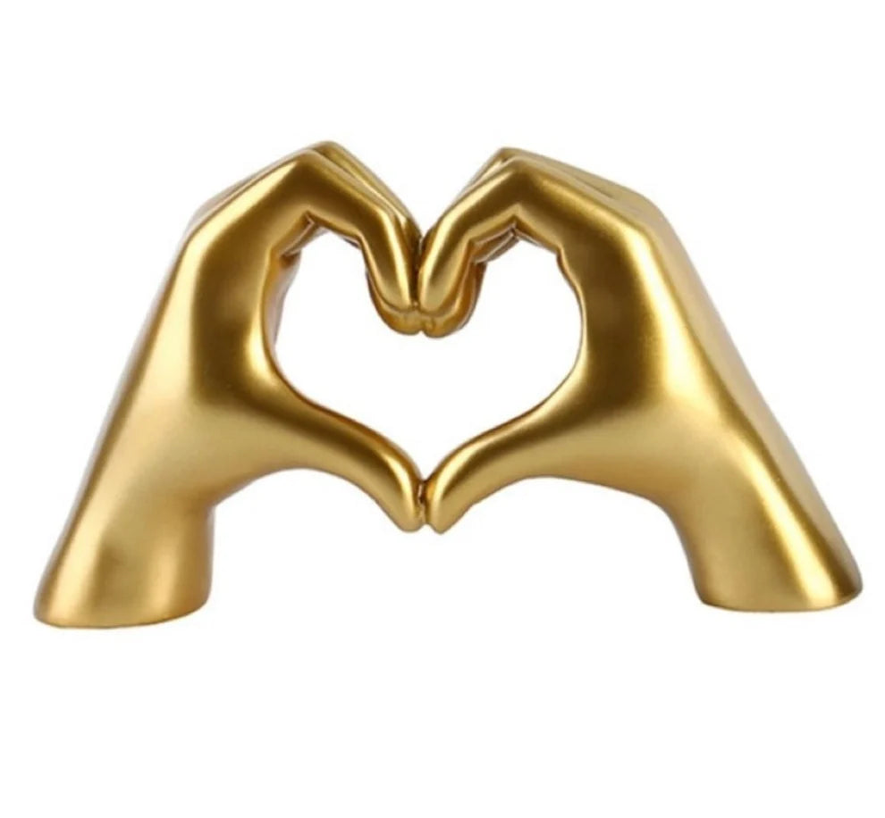 Gold Resin Heart Hands Sculpture (25x15cm)