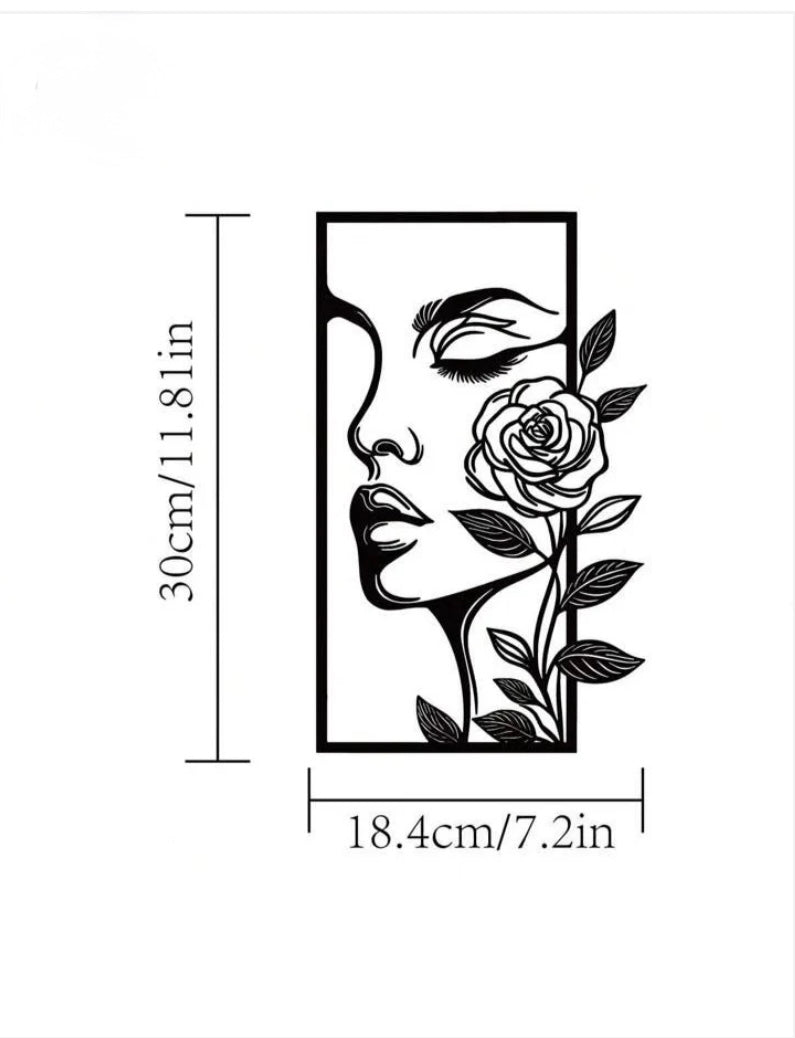 1pc Flower Woman Metal Wall Décor