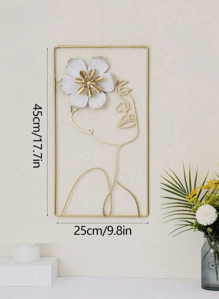1pc High-End Woman & Flower Wall Art Décor